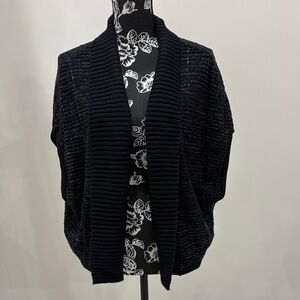GAP Black Shimmer Open Cardigan Sweater Vest M/L